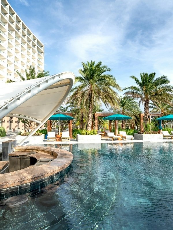 A luxury hotel with a view of the Burj Khalifa in Dubai